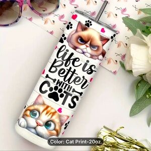 Brand New - T35 Tumbler - life is better with cats 20oz